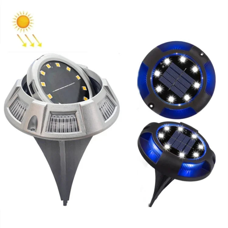 Outdoor Solar Underground Lamp Rotating Buried Lawn Lamp , Spec:, 12 LEDs White+Blue Light (Aluminum Shell), 12 LEDs Warm+Blue Light (Aluminum Shell), 12 LEDs White+Color Llight (Aluminum Shell), 12 LEDs Warm+Color Light (Aluminum Shell)