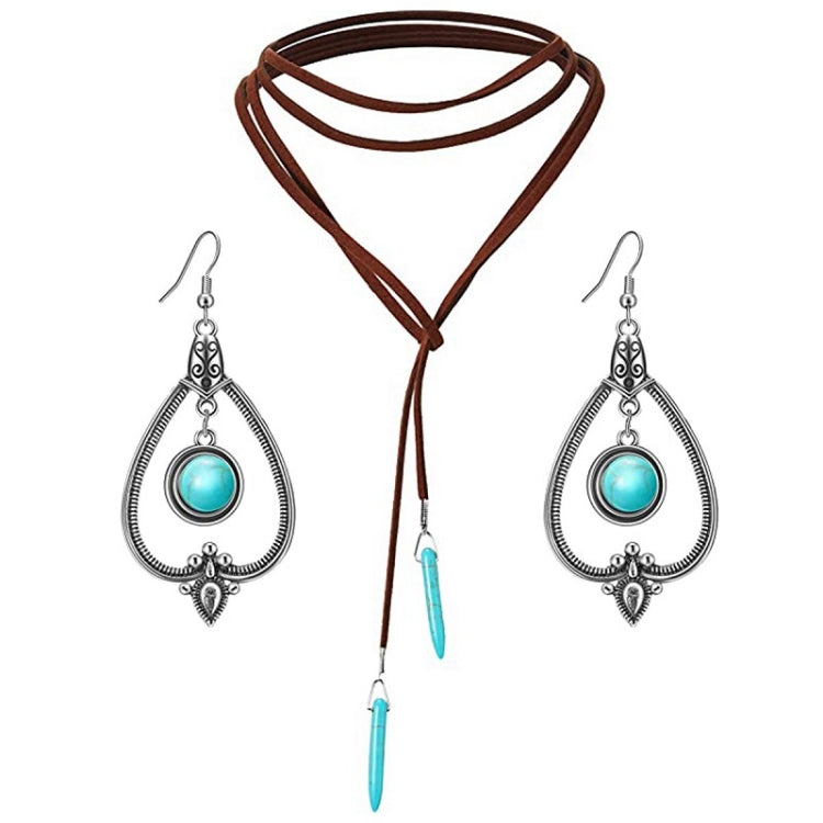 Bohemian Turquoise Natural Stone Sweater Vintage Pendant, Model:, Necklace Ear Ring Set, Two-pointed Necklace, N2111-11 Earrings Accessories, N211-12 Leaf Neck Chain, N2111-13 Three Stones, N2111-14 Eight Stones, Leather Bracelet