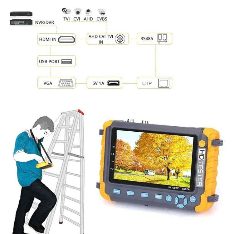 5800ACT - VH 5 Inch Large Screen Engineering Treasure Coaxial AHD / TVI / CVI 8MP Analog Video Surveillance Tester, US Plug - Trustpick