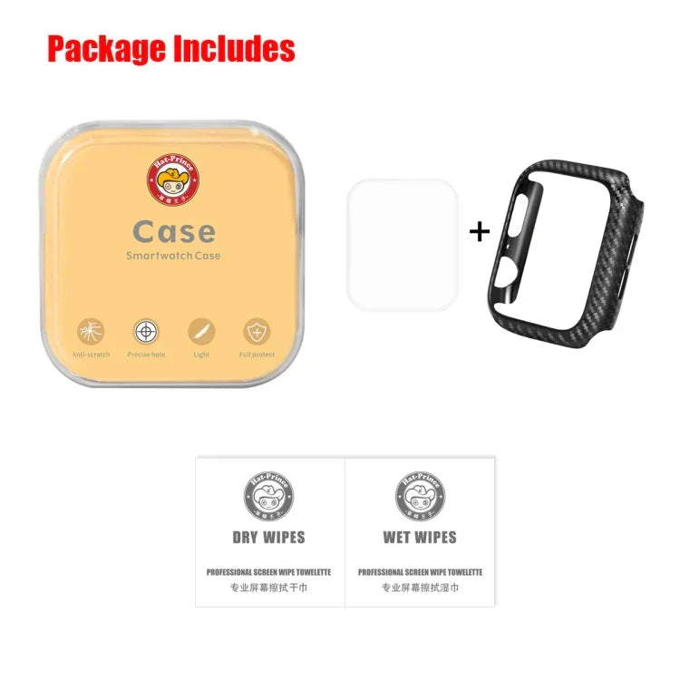 ENKAY Hat-Prince 2 合 1 碳纖維紋理 TPU 半包覆保護殼 + 3D 全螢幕 PET 曲面熱彎高清螢幕保護貼，適用於 Apple Watch Series 6 / 5 / 4 / Watch SE 40mm