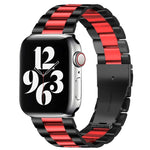 適用於 Apple Watch Series 10 42mm / 9&8&7 41mm / SE 3&SE 2&6&SE&5&4 40mm / 3&2&1 38mm 折疊扣三珠不鏽鋼錶帶