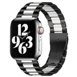適用於 Apple Watch Series 10 42mm / 9&8&7 41mm / SE 3&SE 2&6&SE&5&4 40mm / 3&2&1 38mm 折疊扣三珠不鏽鋼錶帶