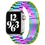 適用於 Apple Watch Series 10 42mm / 9&8&7 41mm / SE 3&SE 2&6&SE&5&4 40mm / 3&2&1 38mm 折疊扣三珠不鏽鋼錶帶