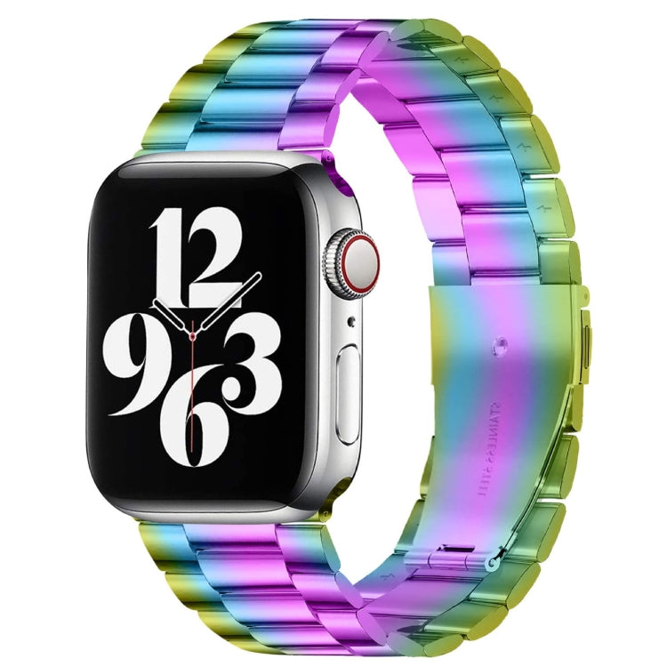 適用於 Apple Watch Series 10 42mm / 9&8&7 41mm / SE 3&SE 2&6&SE&5&4 40mm / 3&2&1 38mm 折疊扣三珠不鏽鋼錶帶