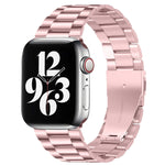 適用於 Apple Watch Series 10 42mm / 9&8&7 41mm / SE 3&SE 2&6&SE&5&4 40mm / 3&2&1 38mm 折疊扣三珠不鏽鋼錶帶