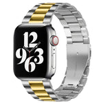 適用於 Apple Watch Series 10 42mm / 9&8&7 41mm / SE 3&SE 2&6&SE&5&4 40mm / 3&2&1 38mm 折疊扣三珠不鏽鋼錶帶