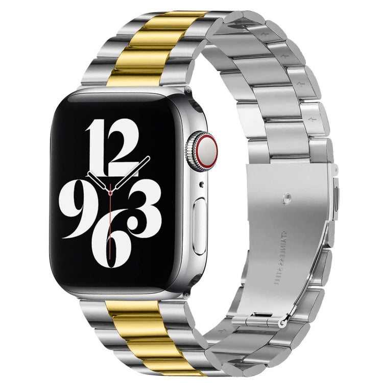 適用於 Apple Watch Series 10 42mm / 9&8&7 41mm / SE 3&SE 2&6&SE&5&4 40mm / 3&2&1 38mm 折疊扣三珠不鏽鋼錶帶