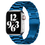 適用於 Apple Watch Series 10 42mm / 9&8&7 41mm / SE 3&SE 2&6&SE&5&4 40mm / 3&2&1 38mm 折疊扣三珠不鏽鋼錶帶