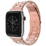 適用於 Apple Watch Series 10 42mm / 9&8&7 41mm / SE 3&SE 2&6&SE&5&4 40mm / 3&2&1 38mm 折疊扣三珠不鏽鋼錶帶