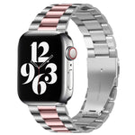 適用於 Apple Watch Series 10 42mm / 9&8&7 41mm / SE 3&SE 2&6&SE&5&4 40mm / 3&2&1 38mm 折疊扣三珠不鏽鋼錶帶