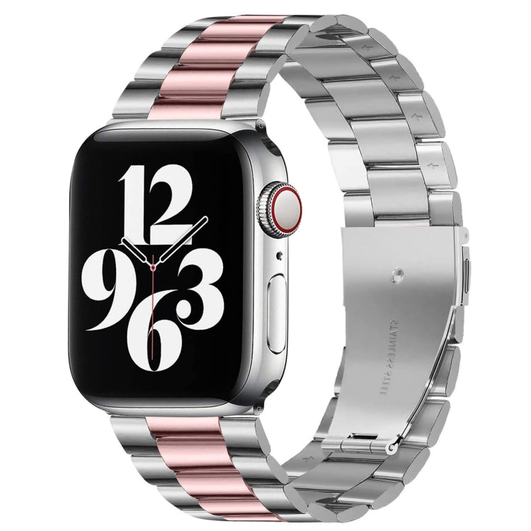 適用於 Apple Watch Series 10 42mm / 9&8&7 41mm / SE 3&SE 2&6&SE&5&4 40mm / 3&2&1 38mm 折疊扣三珠不鏽鋼錶帶