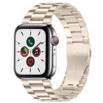 適用於 Apple Watch Series 10 42mm / 9&8&7 41mm / SE 3&SE 2&6&SE&5&4 40mm / 3&2&1 38mm 折疊扣三珠不鏽鋼錶帶