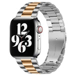 適用於 Apple Watch Series 10 42mm / 9&8&7 41mm / SE 3&SE 2&6&SE&5&4 40mm / 3&2&1 38mm 折疊扣三珠不鏽鋼錶帶