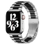 適用於 Apple Watch Series 10 42mm / 9&8&7 41mm / SE 3&SE 2&6&SE&5&4 40mm / 3&2&1 38mm 折疊扣三珠不鏽鋼錶帶