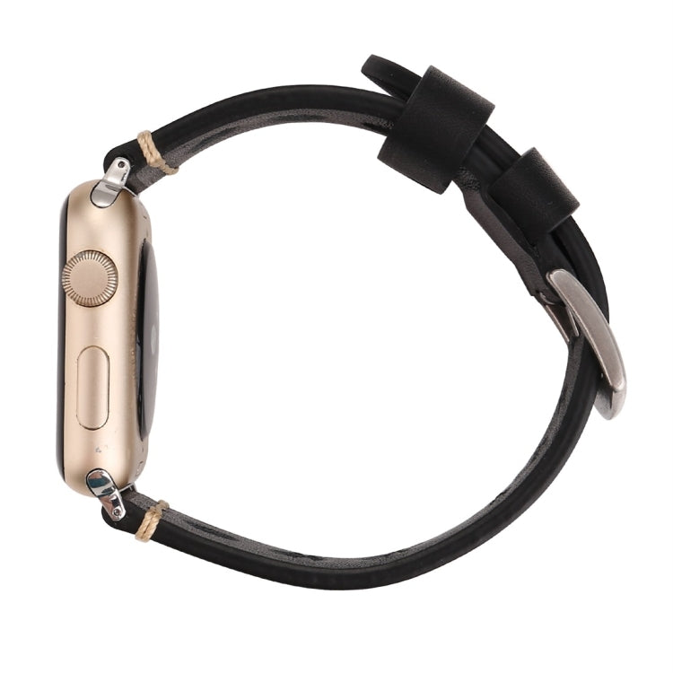 適用於 Apple Watch Series 10 42mm / 9&8&7 41mm / SE 3&SE 2&6&SE&5&4 40mm / 3&2&1 38mm 復古孔真皮手錶錶帶，適用於 38mm