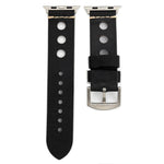 適用於 Apple Watch Series 7 45mm / 6 & SE & 5 & 4 44mm / 42mm 3 & 2 & 1 復古孔真皮手錶錶帶，適用於 42mm