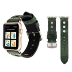 適用於 Apple Watch Series 7 45mm / 6 & SE & 5 & 4 44mm / 42mm 3 & 2 & 1 復古孔真皮手錶錶帶，適用於 42mm