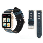 適用於 Apple Watch Series 7 45mm / 6 & SE & 5 & 4 44mm / 42mm 3 & 2 & 1 復古孔真皮手錶錶帶，適用於 42mm