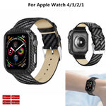 真皮碳纖維錶帶 + 框架，適用於 Apple Watch Series 4 40mm