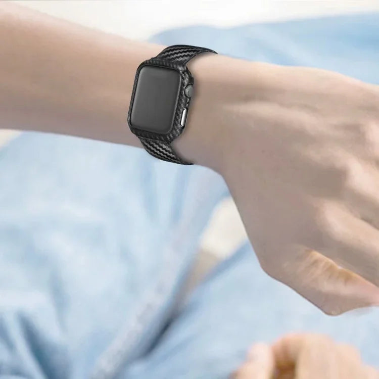 真皮碳纖維錶帶 + 框架，適用於 Apple Watch Series 4 40mm