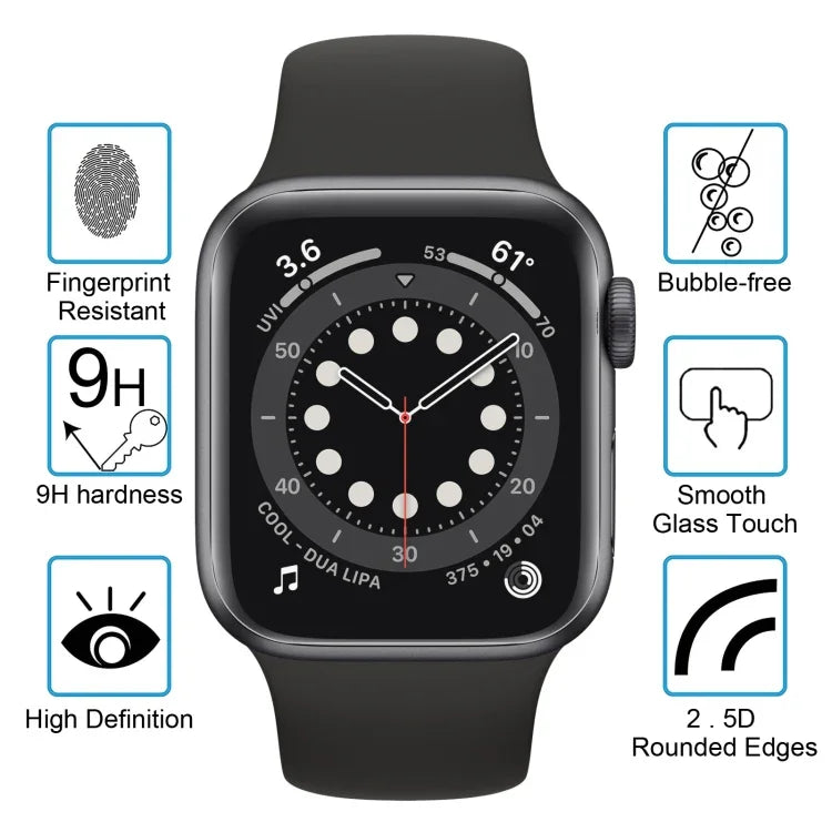 9H 2.5D 鋼化玻璃膜，適用於 Apple Watch Series 6 / 5 / 4 / Watch SE 40mm