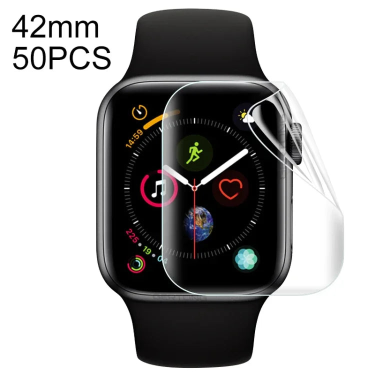 50片裝 Apple Watch Series 3 / 2 / 1 42mm 柔性水凝膜全覆蓋前保護貼，適用於 Apple Watch Series 3 / 2 / 1 42mm（50片）
