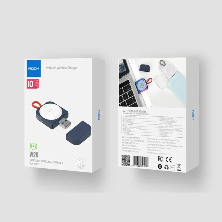 ROCK W26 便攜磁吸無線充電器，適用於 Apple Watch，W26 USB 介面