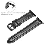 黑色扣環皮革錶帶，適用於 Apple Watch Series 10 42mm / 9&8&7 41mm / SE 3&SE 2&6&SE&5&4 40mm / 3&2&1 38mm，適用於 Apple Watch Series 8&7 41mm / SE 2&6&SE&5&4 40mm / 3&2&1 38mm