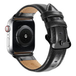 黑色扣環皮革錶帶，適用於 Apple Watch Ultra 49mm & Watch Ultra 2 49mm / Series 10 46mm / 9&8&7 45mm / SE 3&SE 2&6&SE&5&4 44mm / 3&2&1 42mm，適用於 Apple Watch Ultra 49mm / Series 8&7 45mm / SE 2&6&SE&5&4 44mm / 3&2&1 42mm