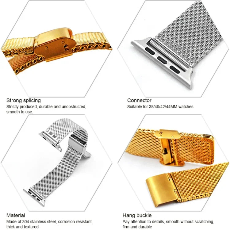 304 不鏽鋼米蘭錶帶帶接頭，適用於 Apple Watch Ultra 49mm & Watch Ultra 2 49mm / Series 10 46mm / 9&8&7 45mm / SE 3&SE 2&6&SE&5&4 44mm / 3&2&1 42mm，適用於 Apple Watch Series 7 45mm / & 6 & SE & 5 & 4 44mm