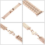 20mm 女款隱藏蝴蝶扣 7 珠不鏽鋼錶帶，適用於 Apple Watch 38mm（銀色金色），20mm 女款