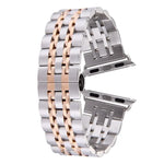 20mm 女款隱藏蝴蝶扣 7 珠不鏽鋼錶帶，適用於 Apple Watch 38mm（銀色金色），20mm 女款