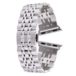 20mm 女款隱藏蝴蝶扣 7 珠不鏽鋼錶帶，適用於 Apple Watch 38mm（銀色金色），20mm 女款