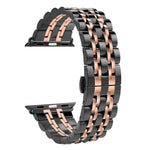 隱藏式蝴蝶扣 7 珠不鏽鋼錶帶，適用於 Apple Watch 42mm（銀色金色），20mm 女款