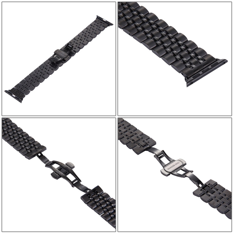 隱藏式蝴蝶扣 7 珠不鏽鋼錶帶，適用於 Apple Watch 42mm（銀色金色），20mm 女款