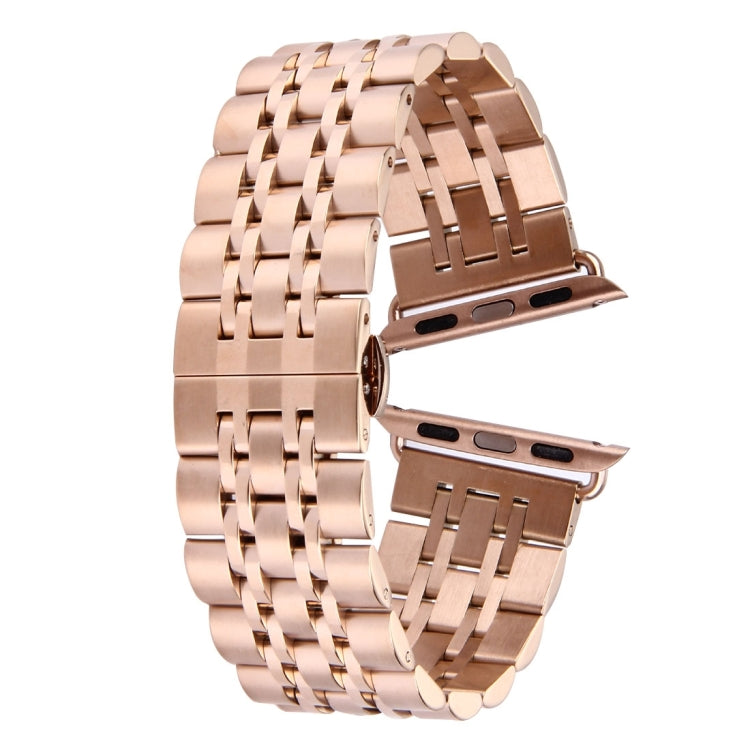 隱藏式蝴蝶扣 7 珠不鏽鋼錶帶，適用於 Apple Watch 42mm（銀色金色），20mm 女款
