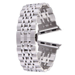 隱藏式蝴蝶扣 7 珠不鏽鋼錶帶，適用於 Apple Watch 42mm（銀色金色），20mm 女款