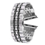 隱藏式蝴蝶扣 7 珠不鏽鋼錶帶，適用於 Apple Watch 42mm（銀色金色），20mm 女款