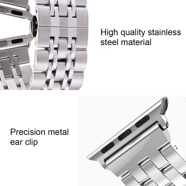 隱藏式蝴蝶扣 7 珠不鏽鋼錶帶，適用於 Apple Watch 42mm（銀色金色），20mm 女款