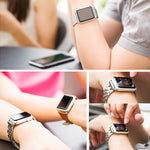 隱藏式蝴蝶扣 7 珠不鏽鋼錶帶，適用於 Apple Watch 42mm（銀色金色），20mm 女款