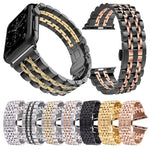 隱藏式蝴蝶扣 7 珠不鏽鋼錶帶，適用於 Apple Watch 42mm（銀色金色），20mm 女款