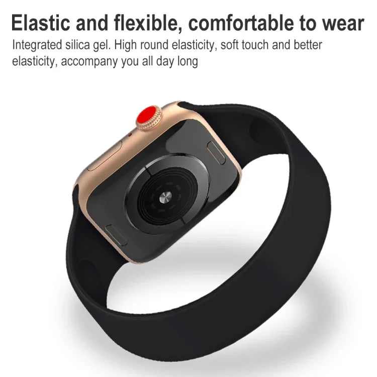 適用於 Apple Watch Series 10 42mm / 9&8&7 41mm / SE 3&SE 2&6&SE&5&4 40mm / 3&2&1 38mm 純色彈性矽膠錶帶，尺寸：S 130mm