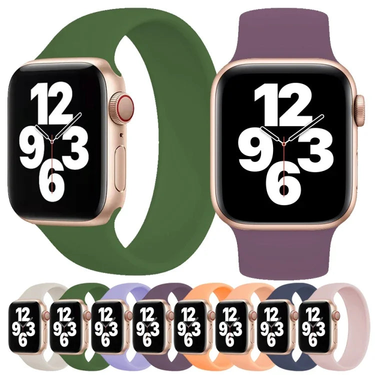 適用於 Apple Watch Series 10 42mm / 9&8&7 41mm / SE 3&SE 2&6&SE&5&4 40mm / 3&2&1 38mm 純色彈性矽膠錶帶，尺寸：M 143mm
