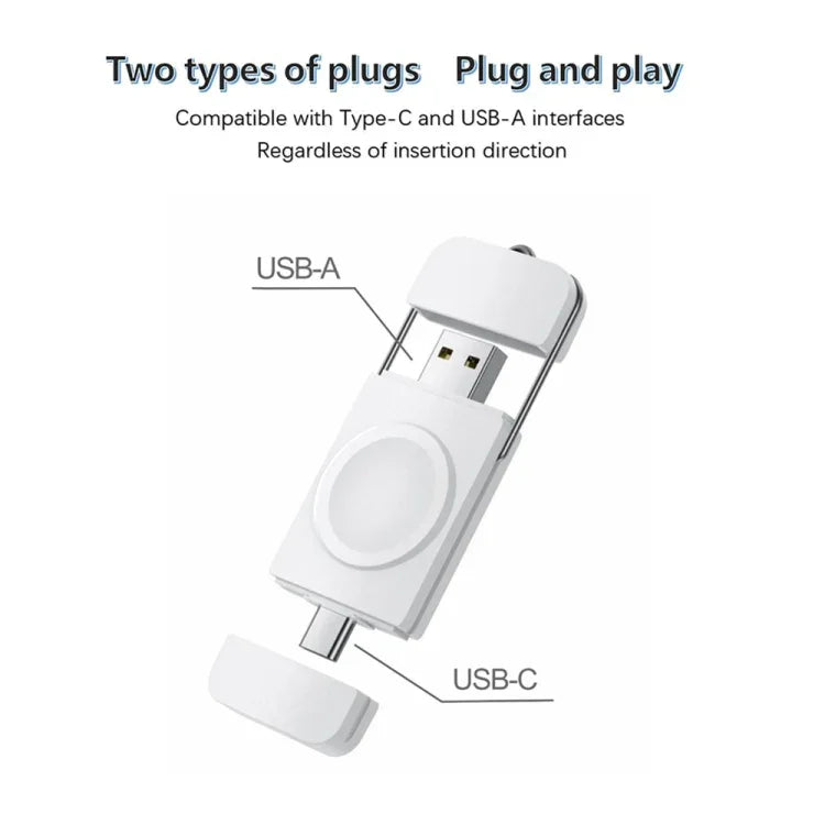 U8 USB / Type-C 磁吸無線充電快速充電器，適用於 Apple Watch 系列，U8