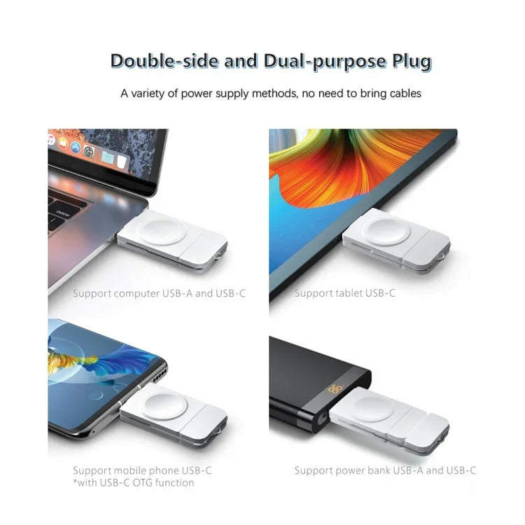 U8 USB / Type-C 磁吸無線充電快速充電器，適用於 Apple Watch 系列，U8