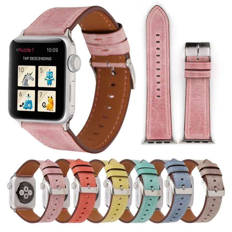 適用於 Apple Watch Series 10 42mm / 9&8&7 41mm / SE 3&SE 2&6&SE&5&4 40mm / 3&2&1 38mm 新鮮風格真皮錶帶，38mm