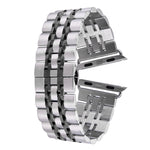 22mm 男款隱藏蝴蝶扣 7 珠不鏽鋼錶帶，適用於 Apple Watch 38mm，22mm 男款