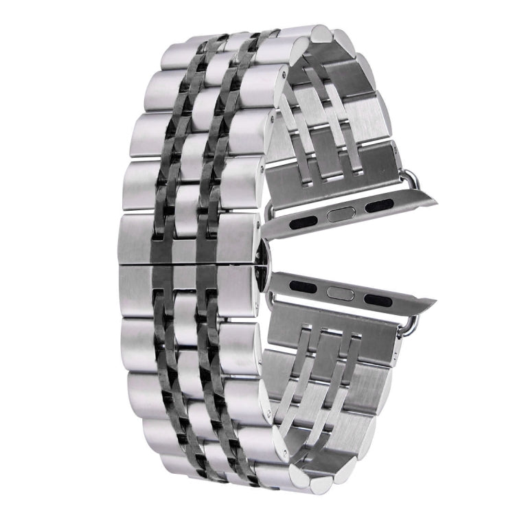 22mm 男款隱藏蝴蝶扣 7 珠不鏽鋼錶帶，適用於 Apple Watch 38mm，22mm 男款