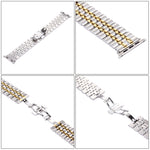 22mm 男款隱藏蝴蝶扣 7 珠不鏽鋼錶帶，適用於 Apple Watch 38mm，22mm 男款
