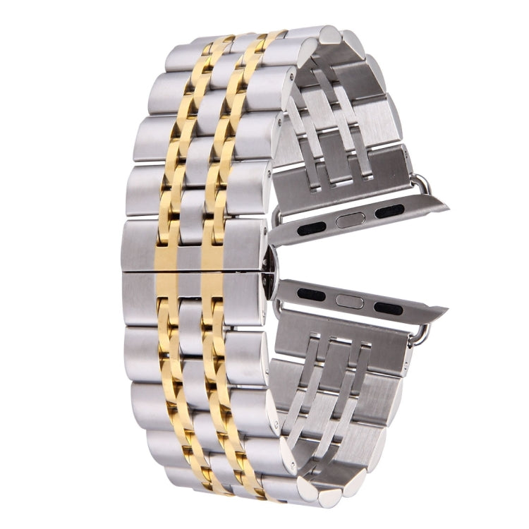 22mm 男款隱藏蝴蝶扣 7 珠不鏽鋼錶帶，適用於 Apple Watch 38mm，22mm 男款